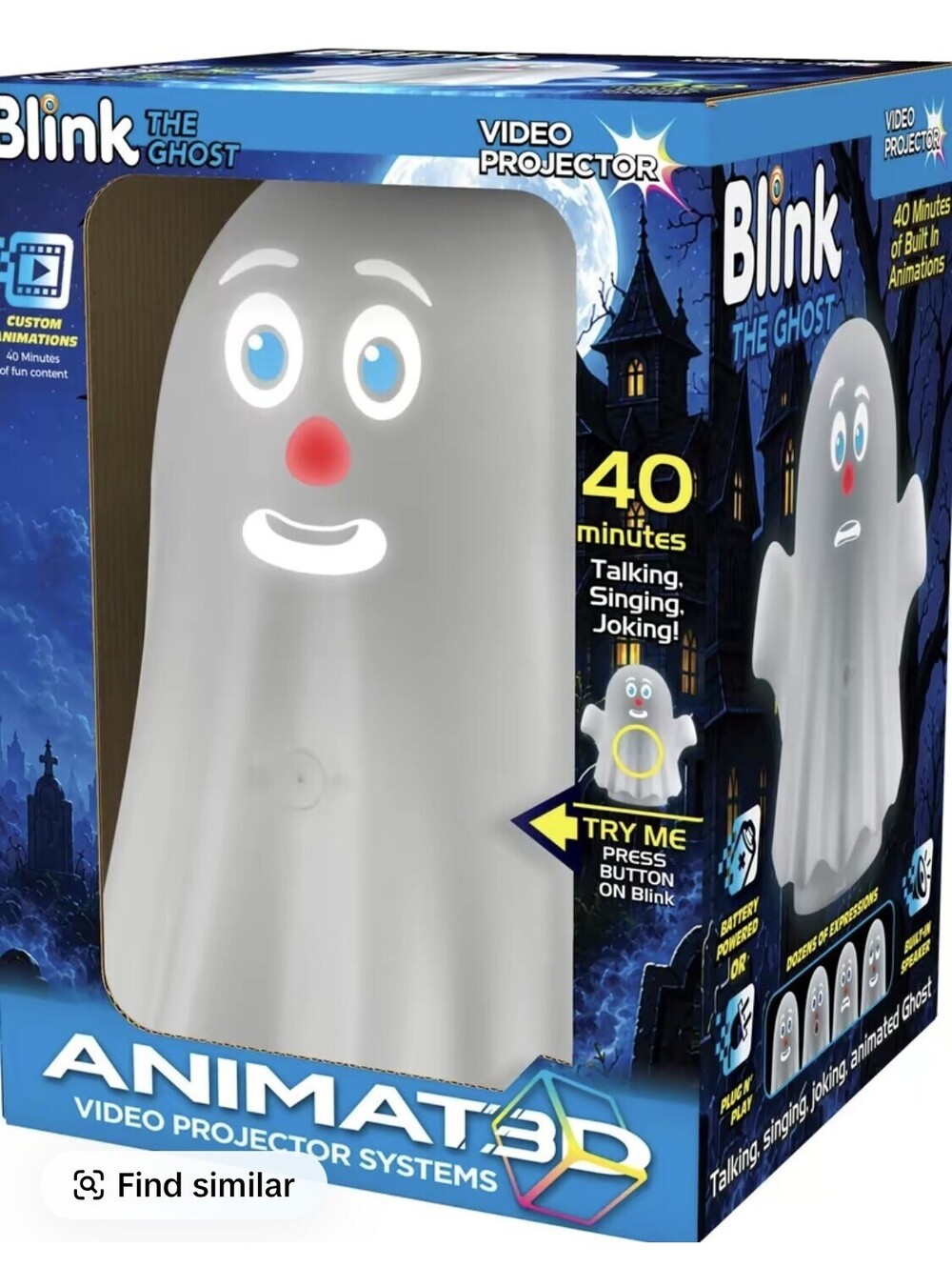 ANIMAT3D Blink The Ghost Talking Singing Animated Halloween Projector 40 Minutes
